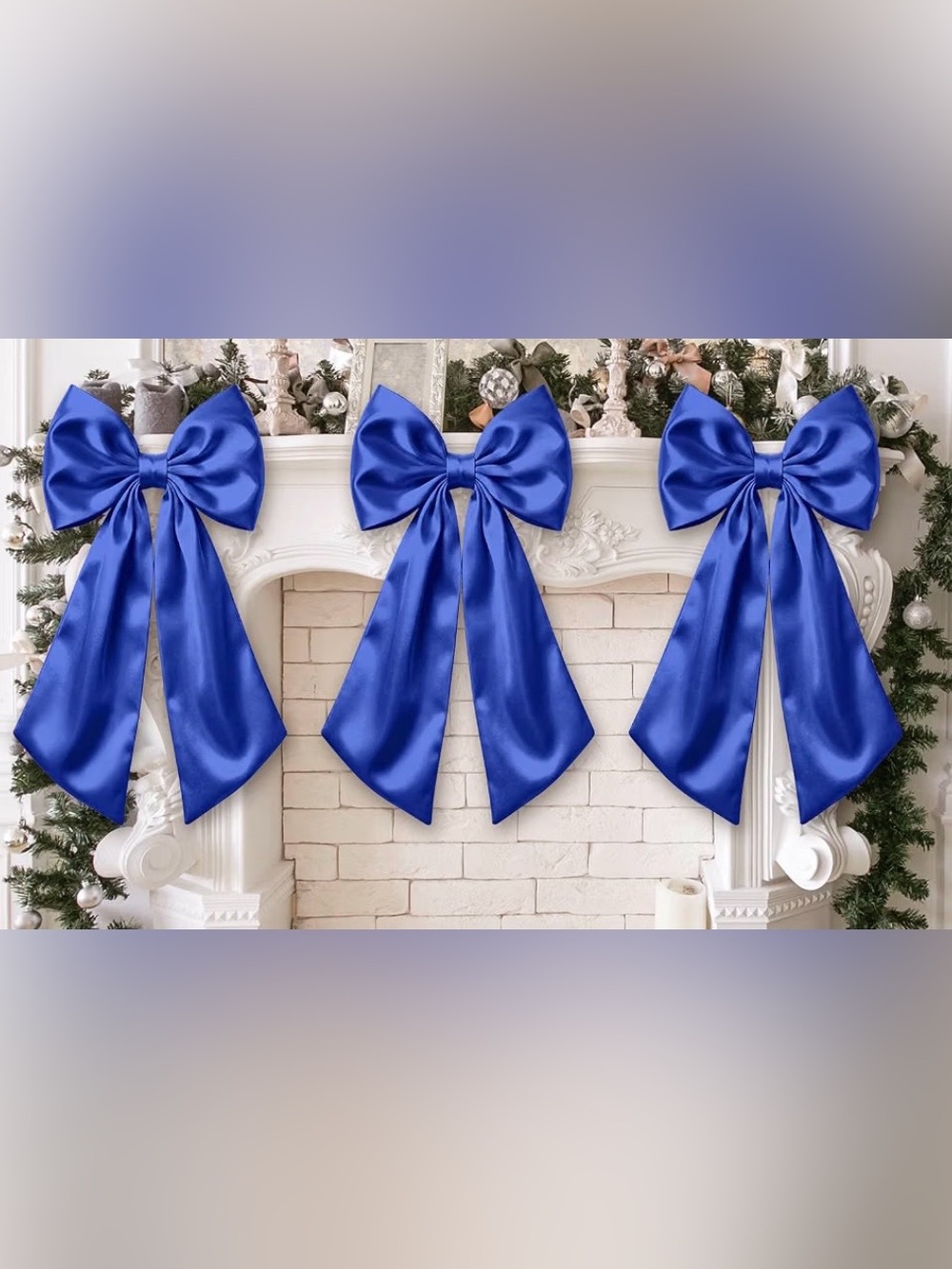 White and Royal Blue 6 piece set of wire bows
